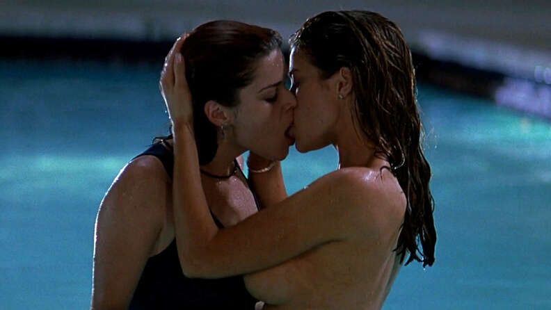 Hot Lesbians Making Out In Pool